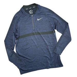NIKE GOLF Mens Medium Navy Blue Black Long Sleeve Seamless Half Zip Pullover